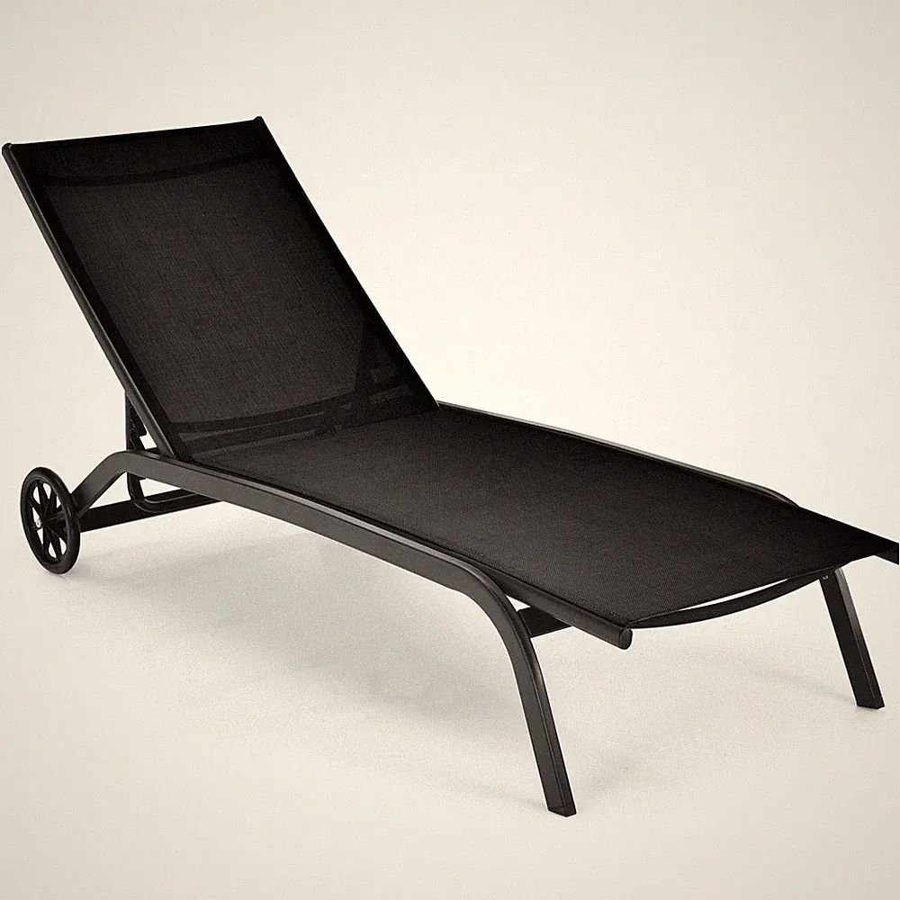 Adjustable Outdoor Chaise Lounge Patio 6-Position Recliner with Wheels Black