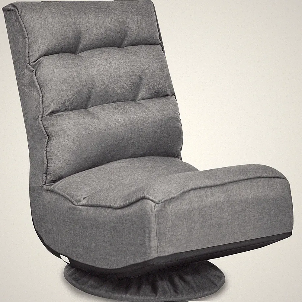 Costway 360 Degree Swivel Floor Gaming Chair 6-Position Folding Lazy Sofa Grey