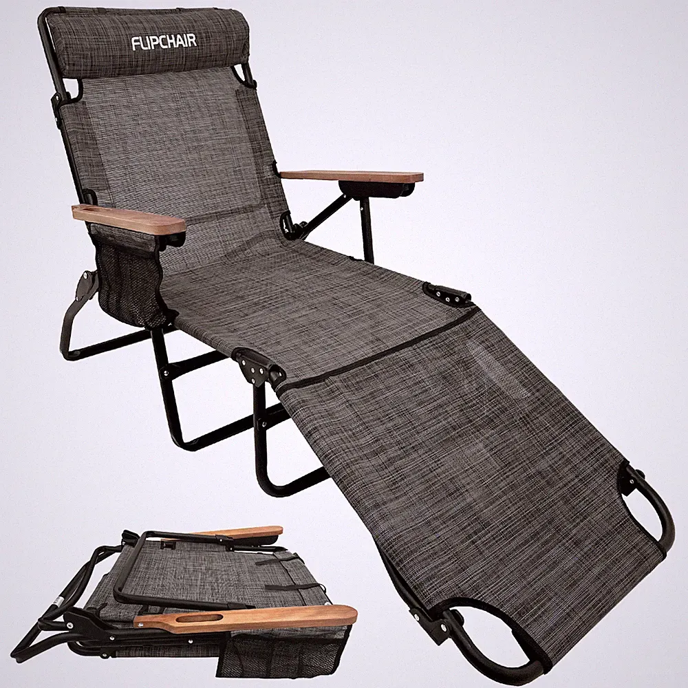 Face Down Tanning Chaise Lounge Chair with Face & Arm Holes - 6 Position - Brown
