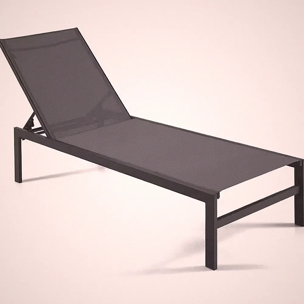 Metal 6-Position Outdoor Chaise Lounge Chairs, Gray
