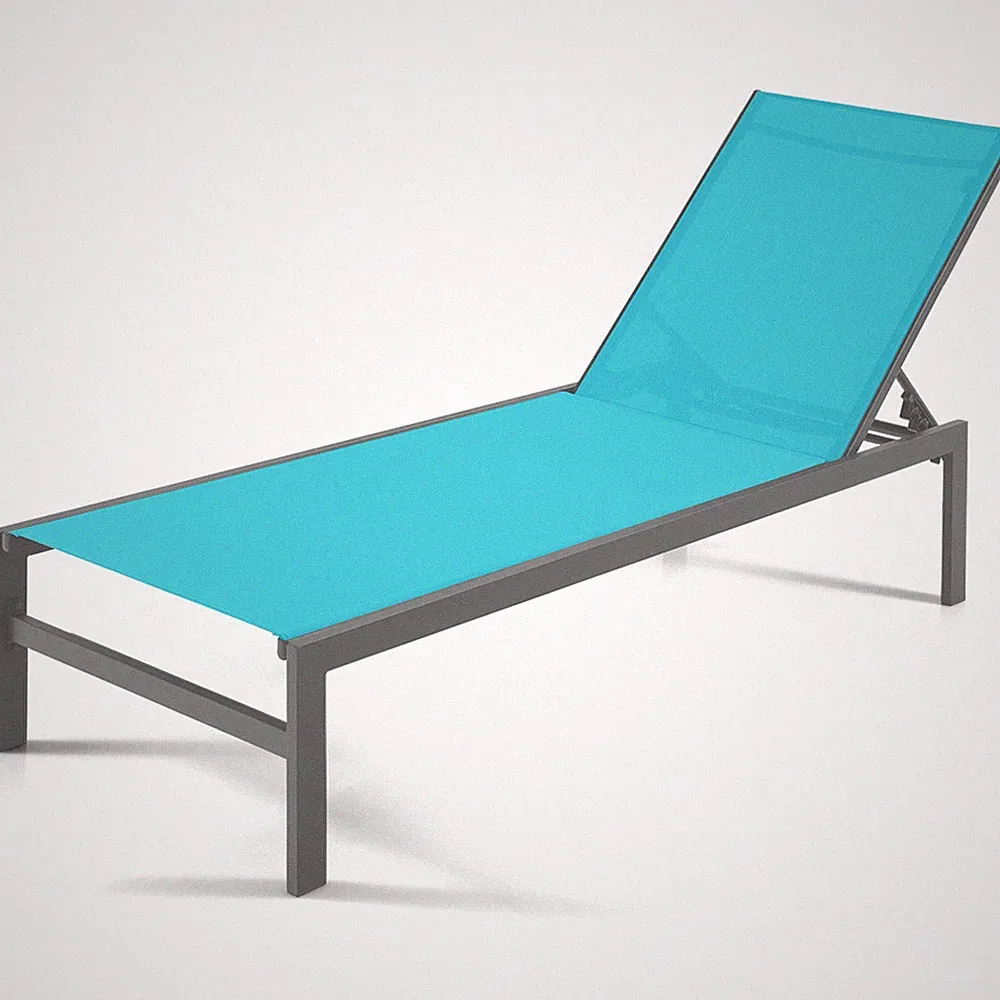 Patio 6-Position Lounge Chair Chaise Aluminium Adjust Recliner, Turquoise